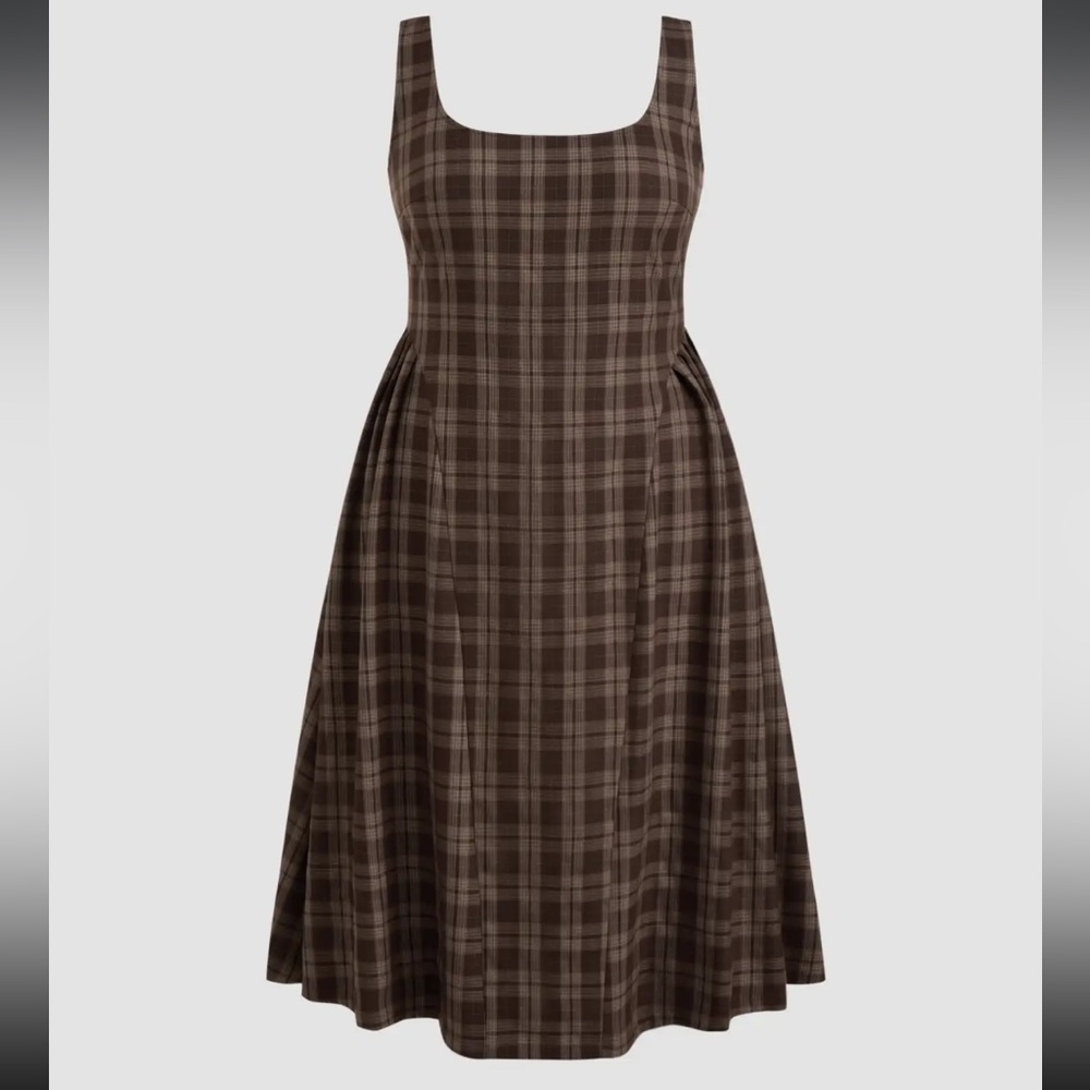 Cider Square Neck Check Pleated Maxi Dress size 3x (US 22)